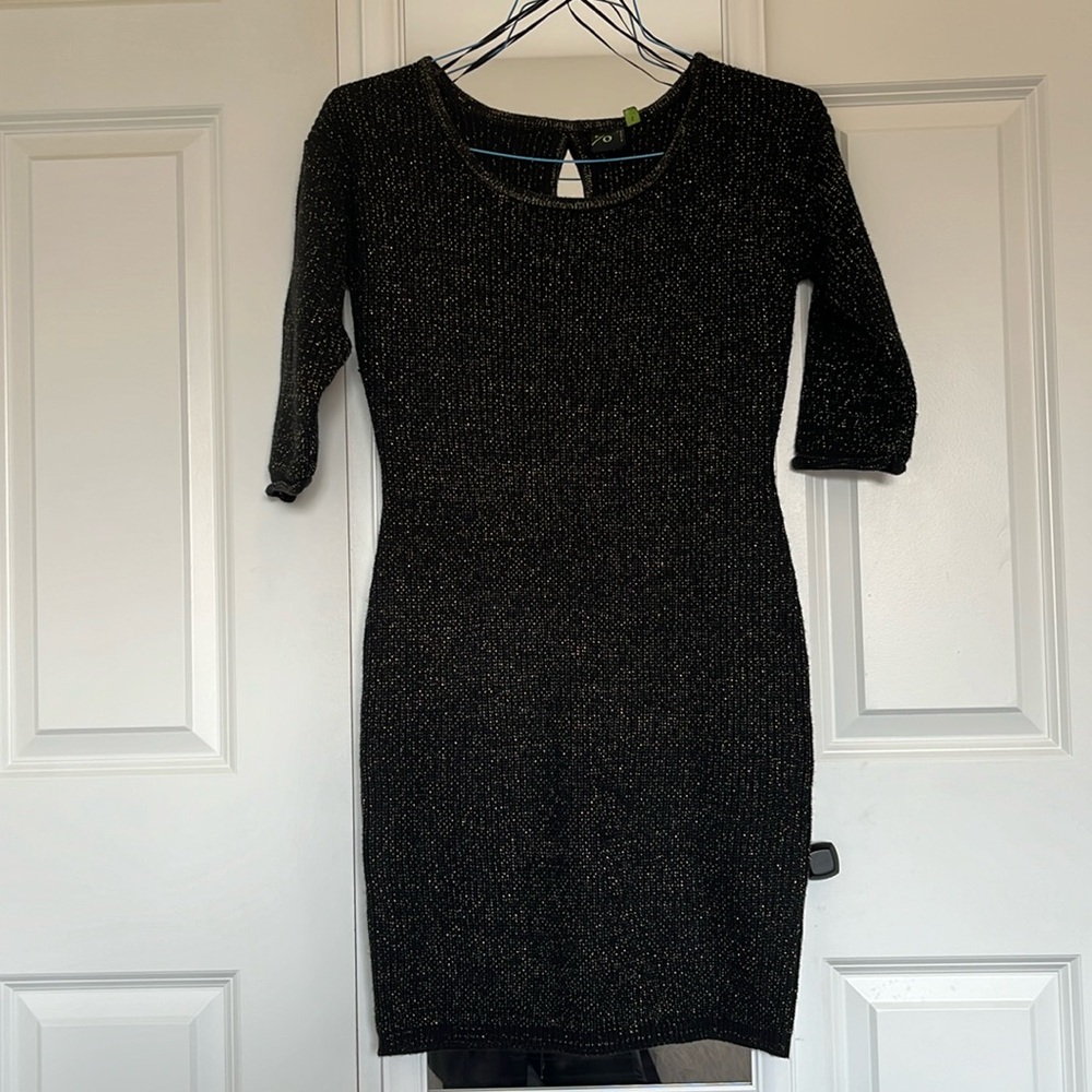 T/O Sweaters New With Tags Black Sparkly Knit Midi Dress Size Sma